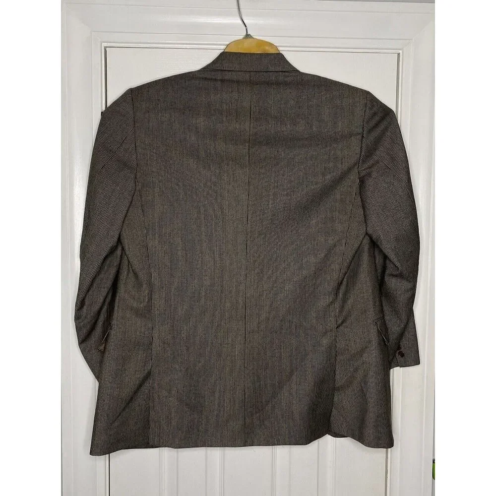 Ermenegildo Zegna Tessuto Mens Wool Three Button Sport Coat Brown White 50‎